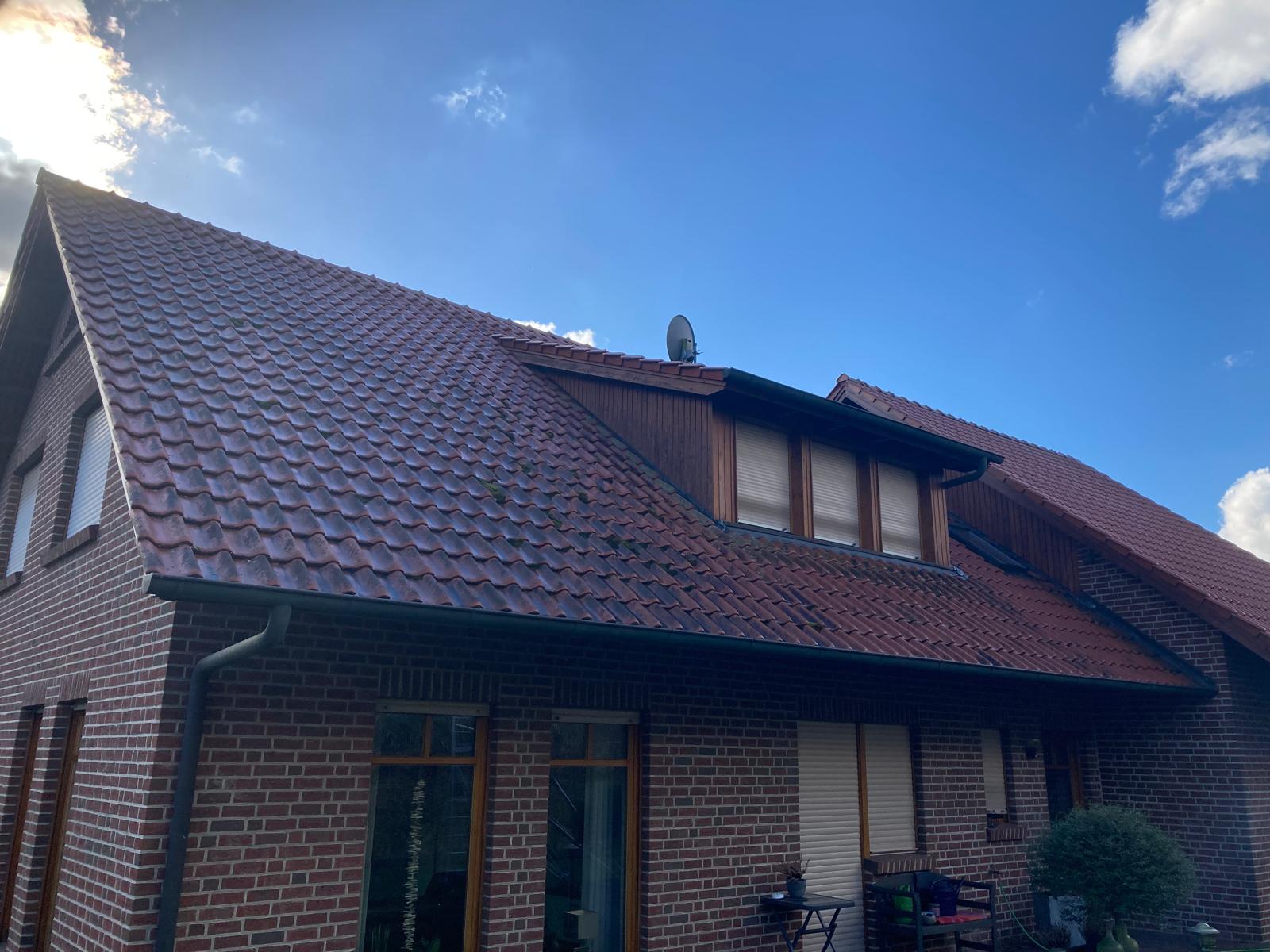 Dach mit Flechtenbewuchs